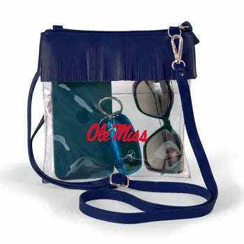 Ole Miss Clear Crossbody with Fringe By Desden