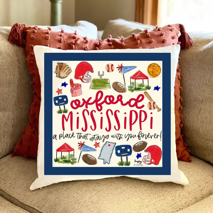 Oxford Mississippi Multi-Sport Double Sided Pillow