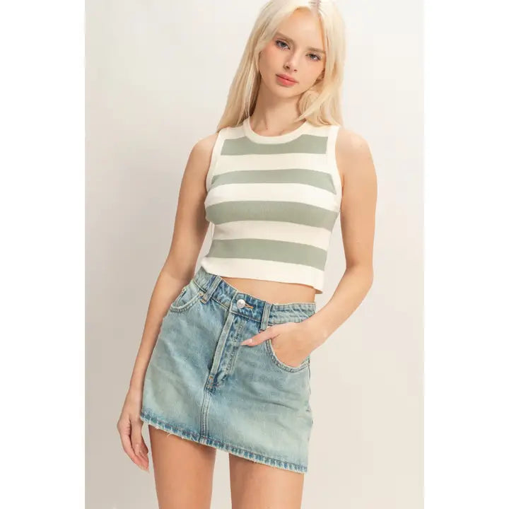 Striped Crop Tank Knit Top