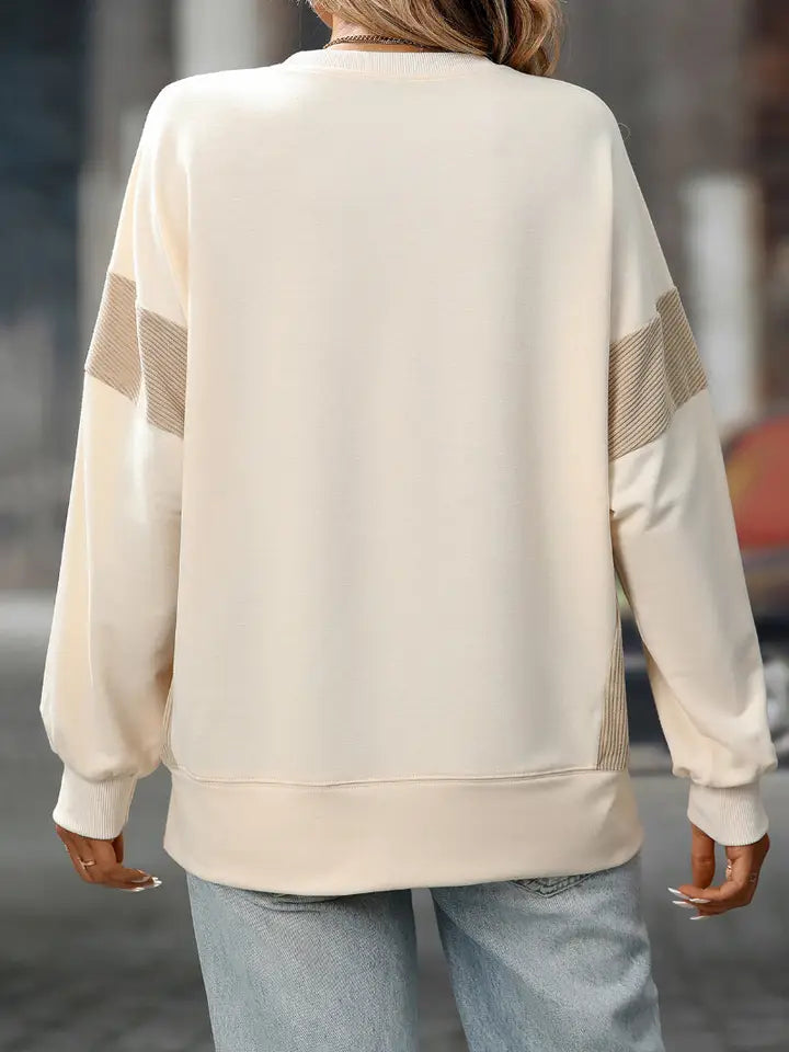 Colorblock Crewneck Long Sleeve Pullover Sweatshirt