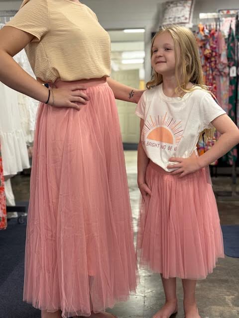 Long Layered Tulle Midi Skirt