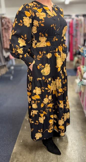 Floral Black Fall Maxi Dress
