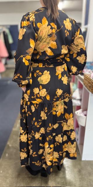 Floral Black Fall Maxi Dress