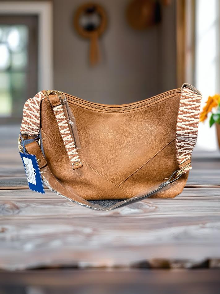 Brown Textured Design Shoulder Bag