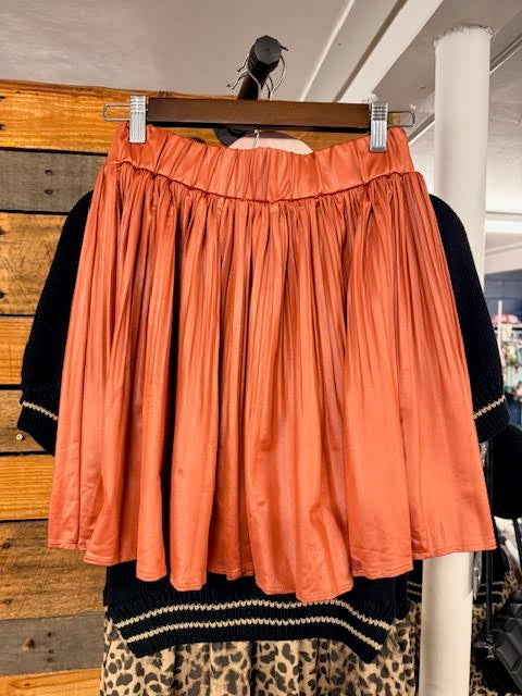Faux Leather Pleated Skirt