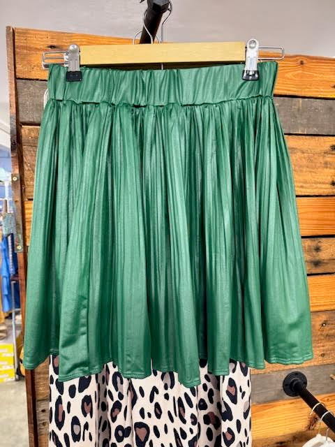 Faux Leather Pleated Skirt