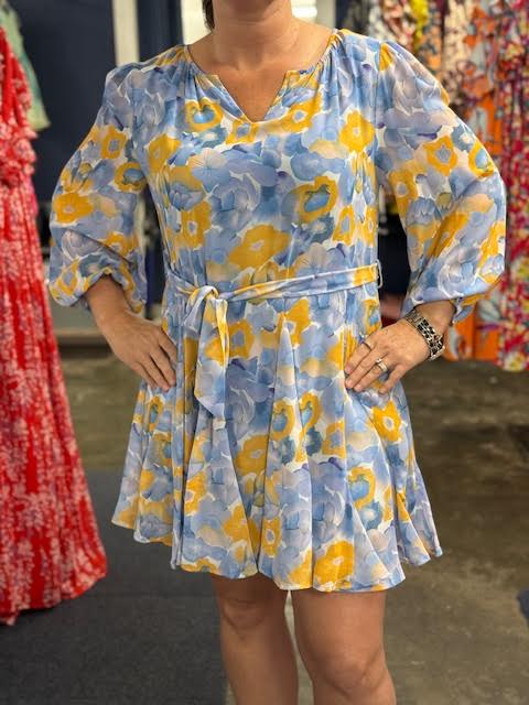 Floral Sheer Sleeve Mini Dress