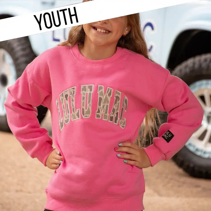 Lulumac Youth Camo-Bubblegum Sweatshirt