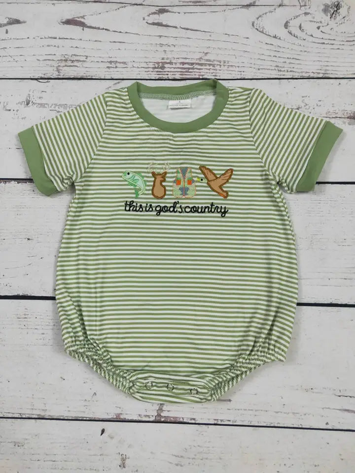 Infant Boy Hunting Appliqué Bubble