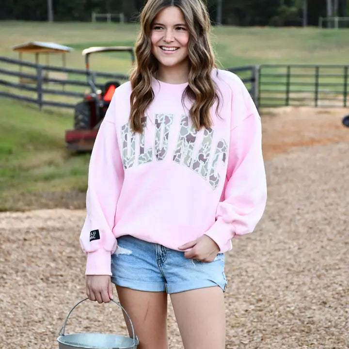 Lulumac Light Pink Camo Adult Sweatshirt