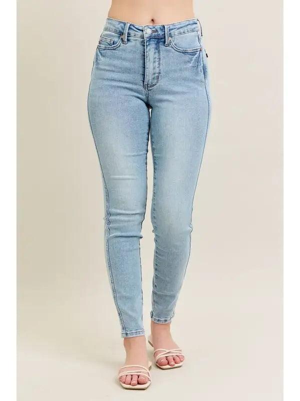 Mid Rise Tummy Control Vintage Wash Skinny
