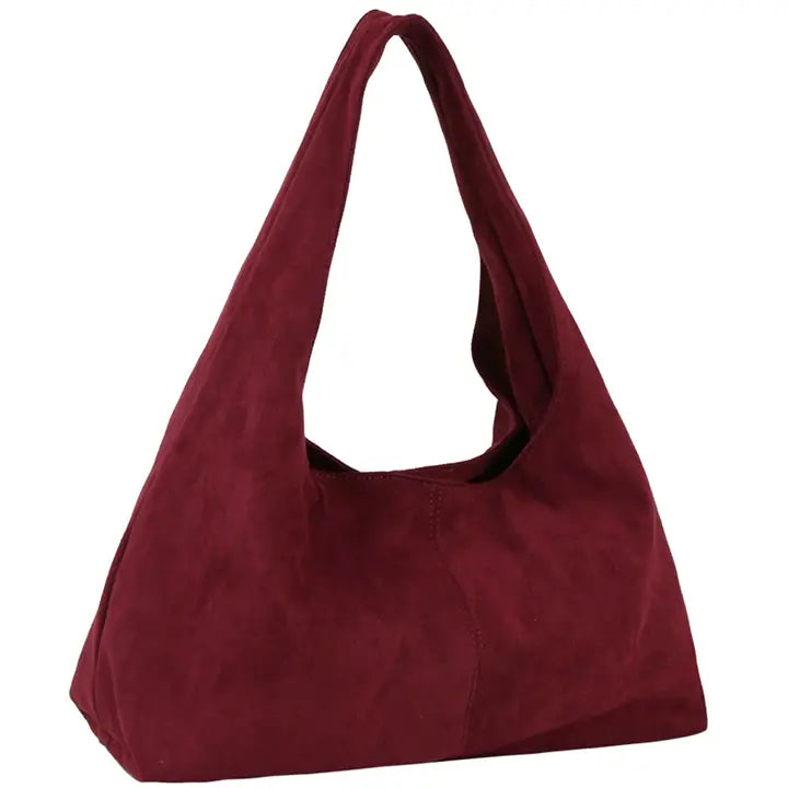 Suede Design Slouchy Shoulder Bag
