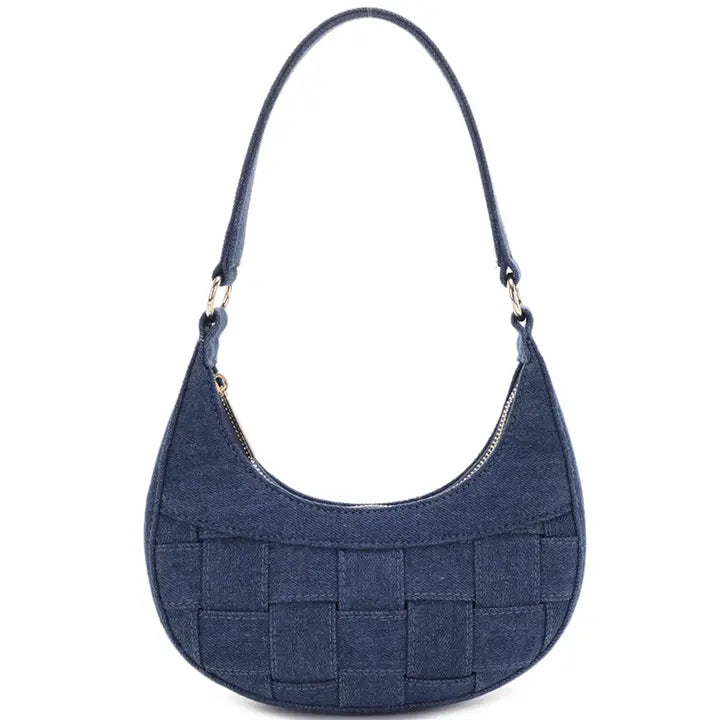 Denim Textured Shoulder Bag