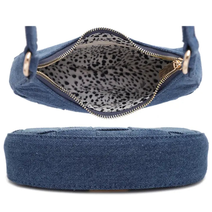 Denim Textured Shoulder Bag