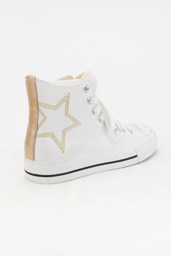 Celia Star Embroidery Design High Top Canvas Sneakers