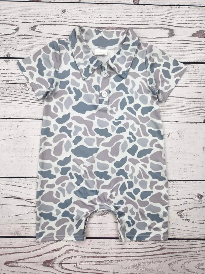 Infant Gray Camouflage Romper