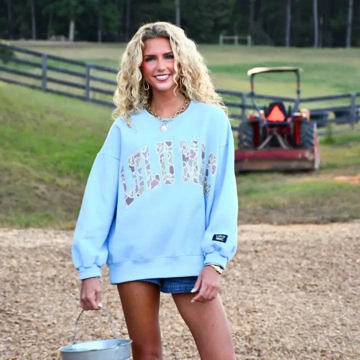 Lulumac Light Blue Camo Adult Sweatshirt