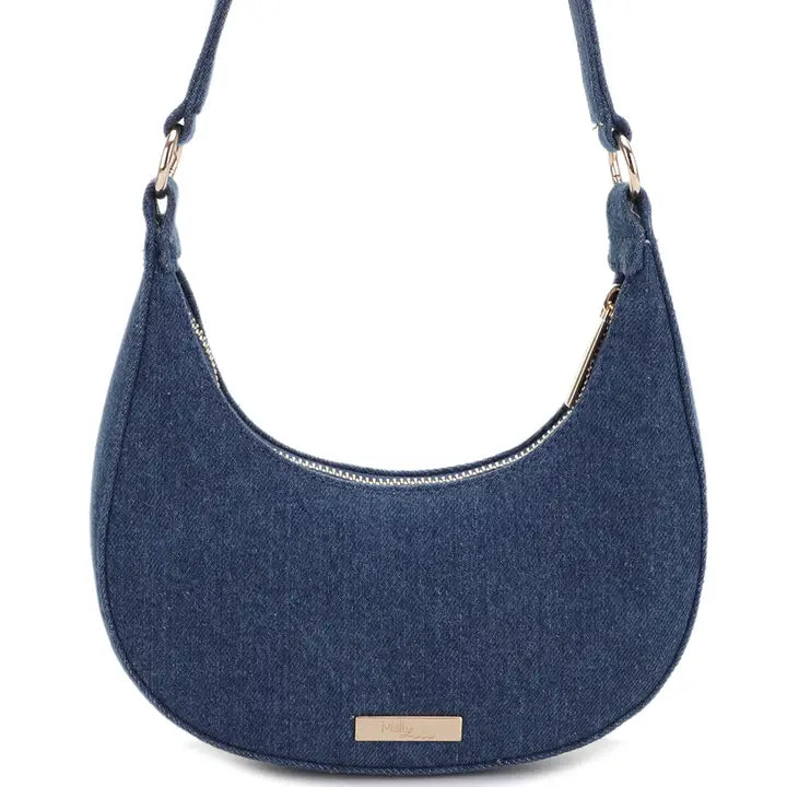 Denim Textured Shoulder Bag