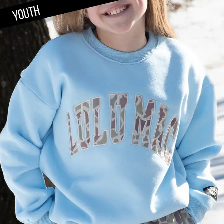 Lulumac Light Blue Camo Youth Sweatshirt