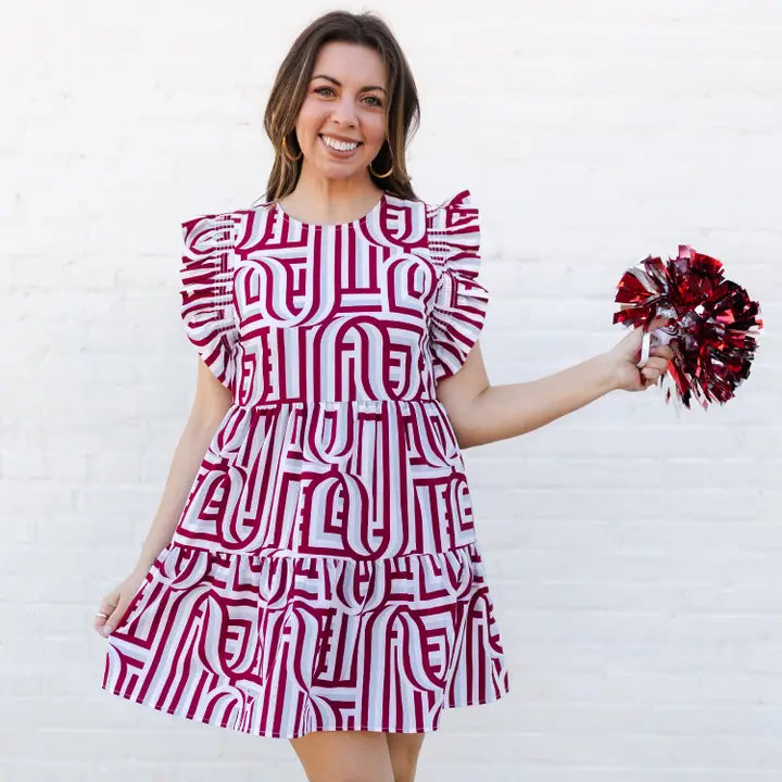 Everly Touchdown Maroon/White Dress