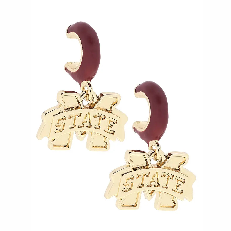 Mississippi State Bulldogs Enamel Logo Huggie Hoop Earrings