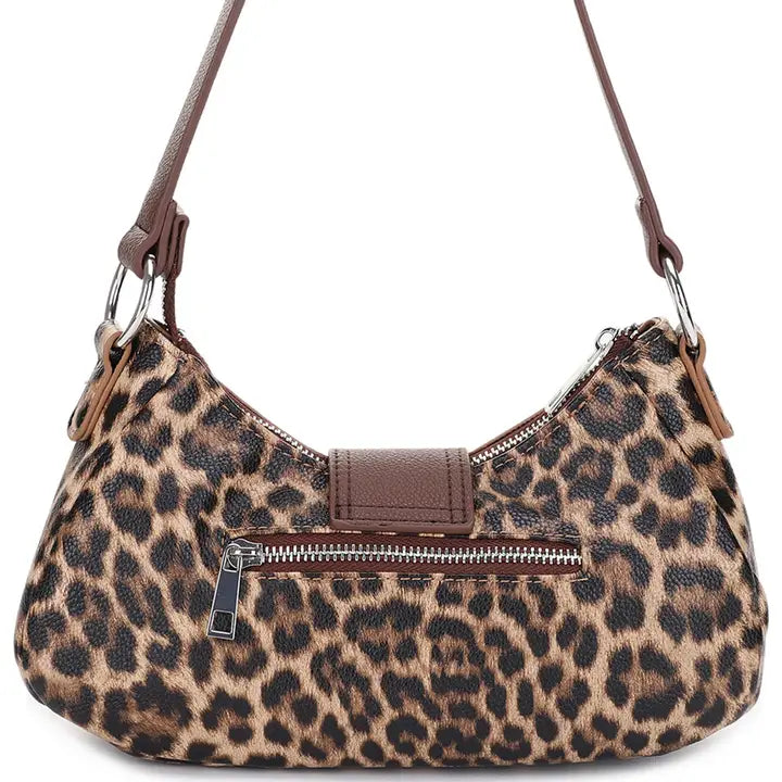 Leopard Print Buckle Shoulder Bag