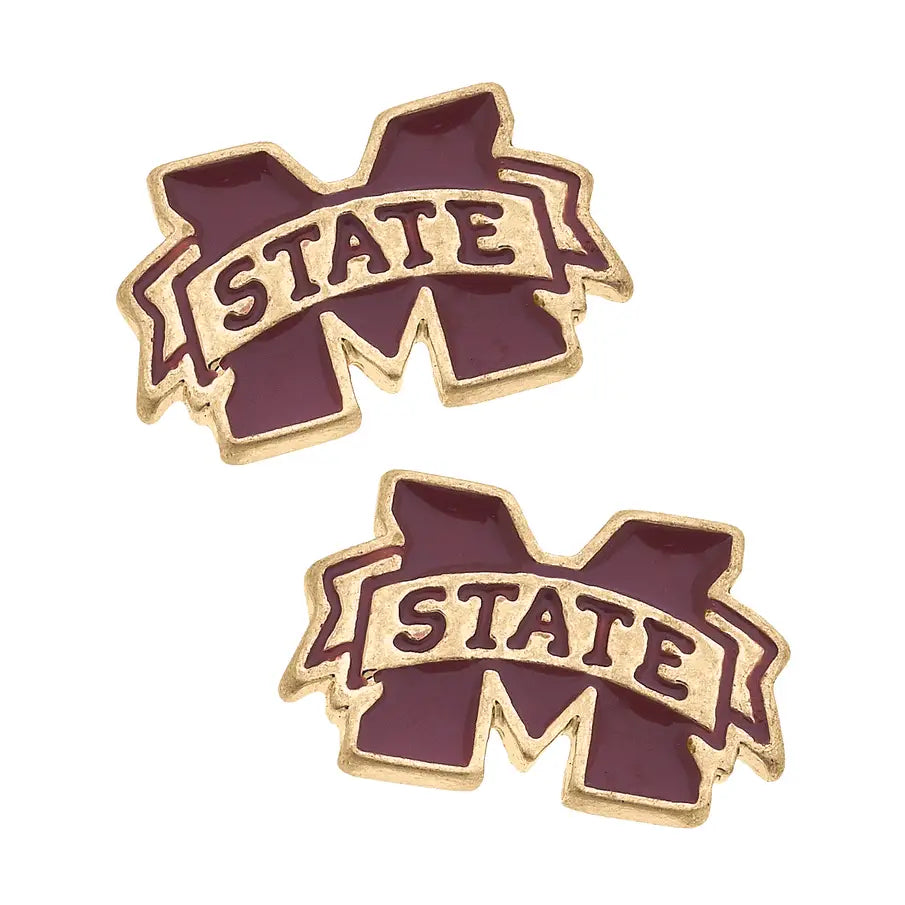 Mississippi State Bulldogs Enamel Logo Stud Earrings