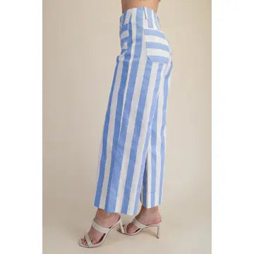 Colette Cropped Wide-Leg Stripe Pants