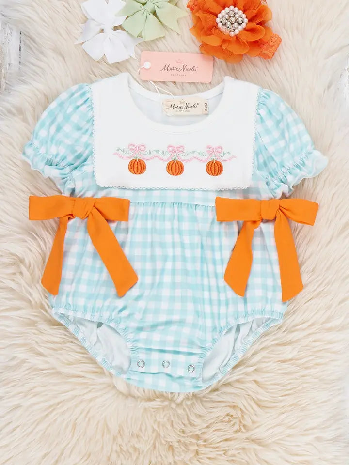 Gingham Grove Embroidered Bow Romper