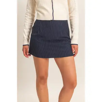 Navy Pinstripe Skort