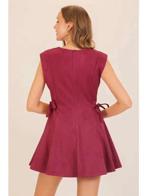 Faux Suede Sleeveless Mini Dress