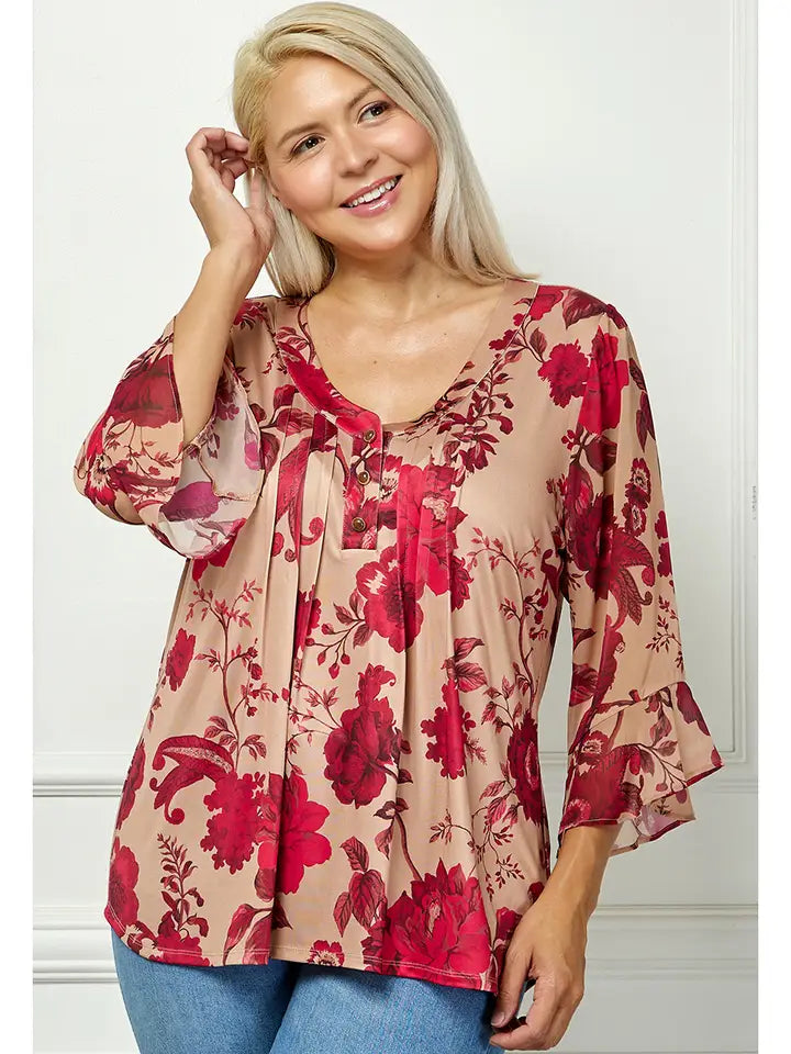 Plus Size Bloom Grace Pleated Blouse