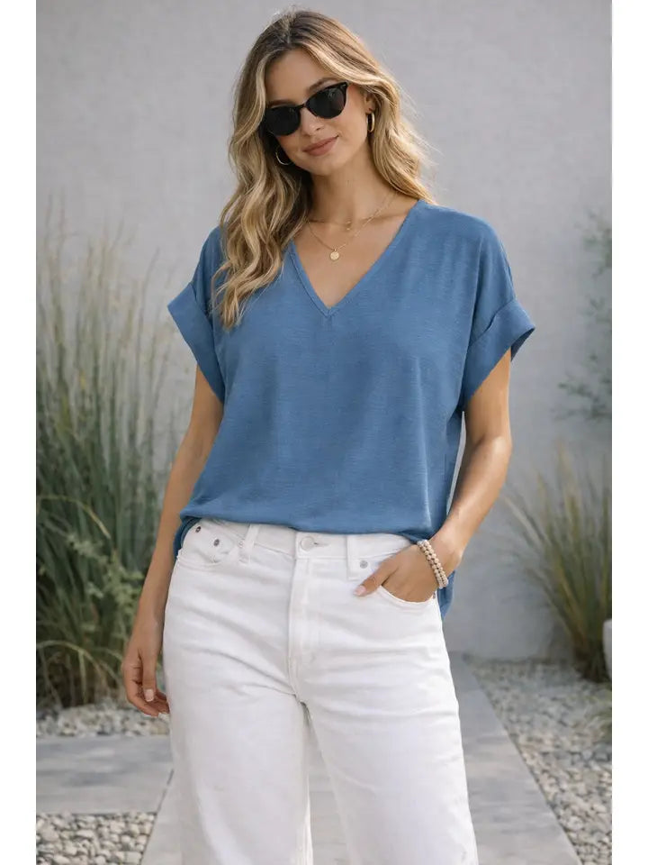 Matte Air Flow V-Neck Dolman Sleeve Tee
