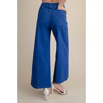 High Rise Stitch Seamed Crop Pants