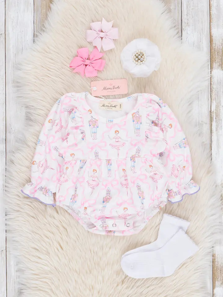 Nutcracker Bows Ruffle Bubble Romper