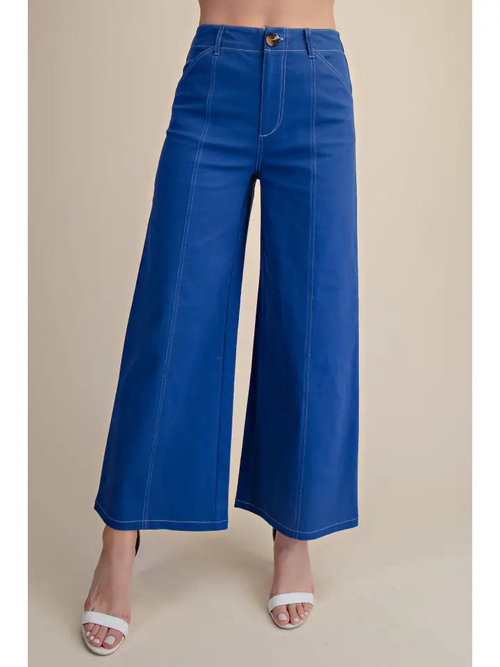 High Rise Stitch Seamed Crop Pants