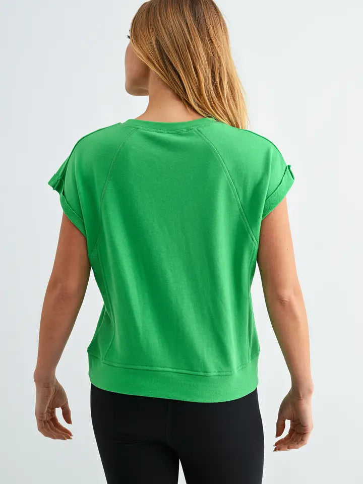 Offset French Terry Cap Sleeve Top by Mono B