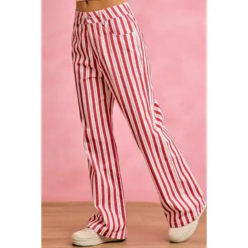 Gameday Theme Stripe High Rise Flare Pants
