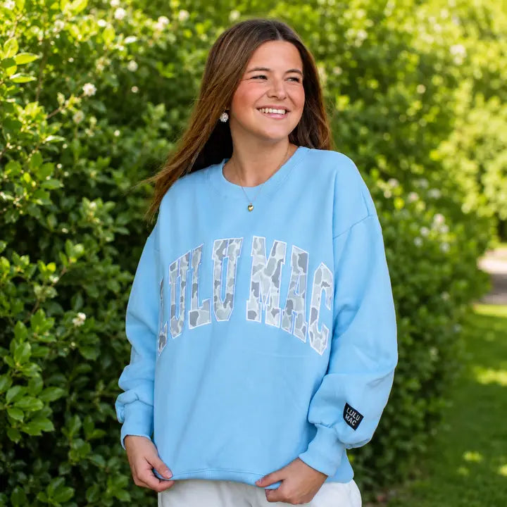 Lulumac Light Blue Camo Adult Sweatshirt