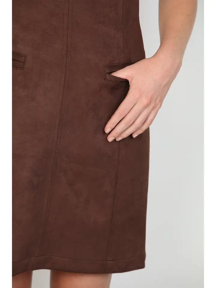 Hot Fudge Suede Mini Dress With Pockets