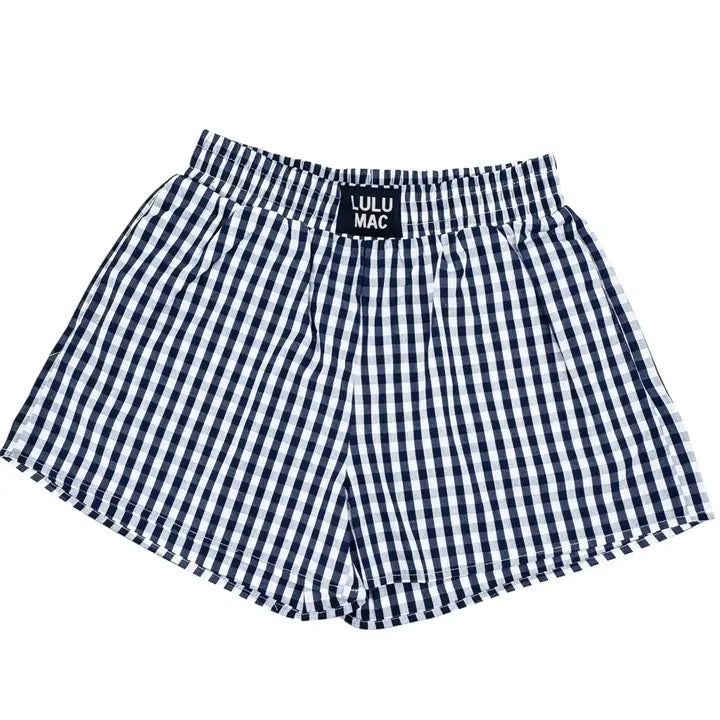 Lulumac Adult Navy Gingham Boxer Short