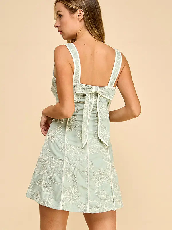 Embroidery Fit and Flare Style Mini Dress