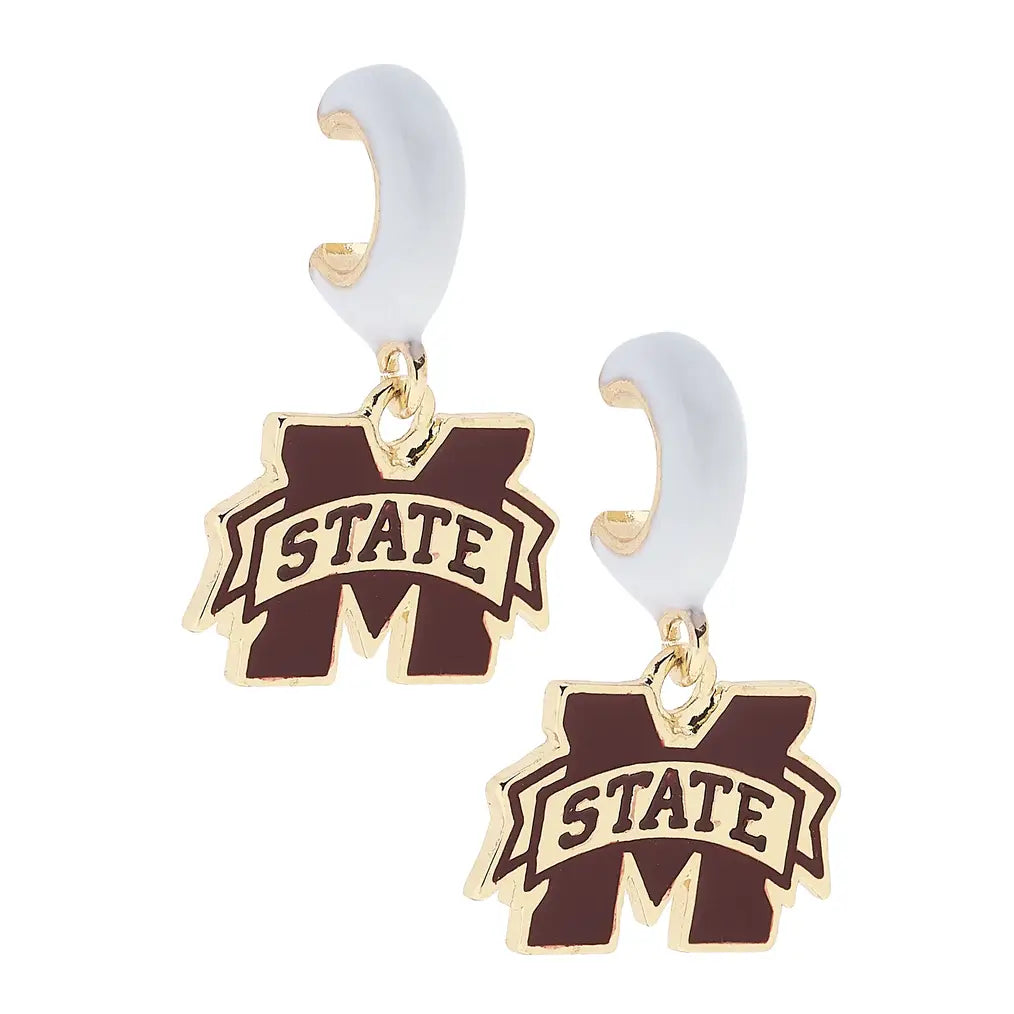 Mississippi State Bulldogs Enamel Logo Huggie Hoop Earrings