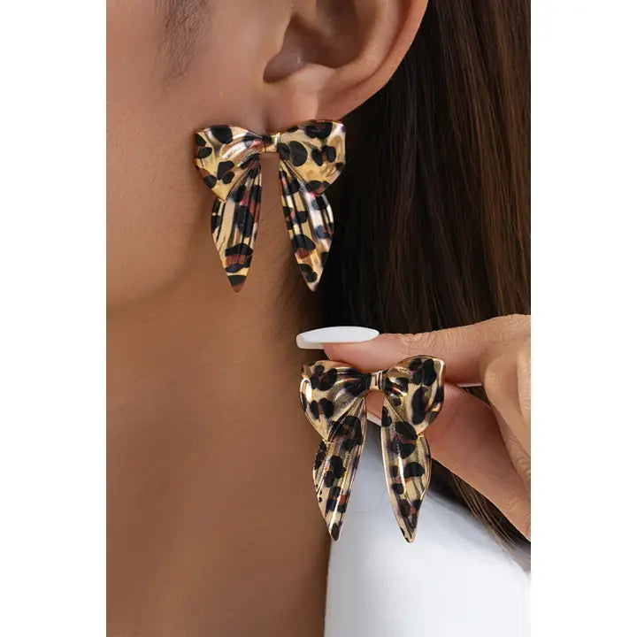 Wild Leopard Print Bow Knot Fashion Plated Earrings