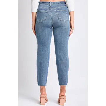 YMI Maddy Junior High Rise Cropped Straight Leg Jeans
