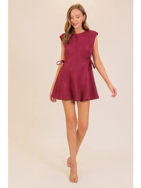 Faux Suede Sleeveless Mini Dress