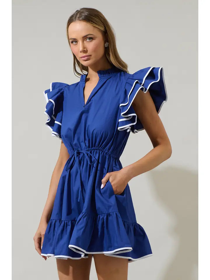 Alina Ruffle Shift Mini Dress