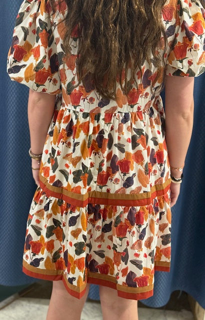 Fall Ready Contrast Floral Mini Dress