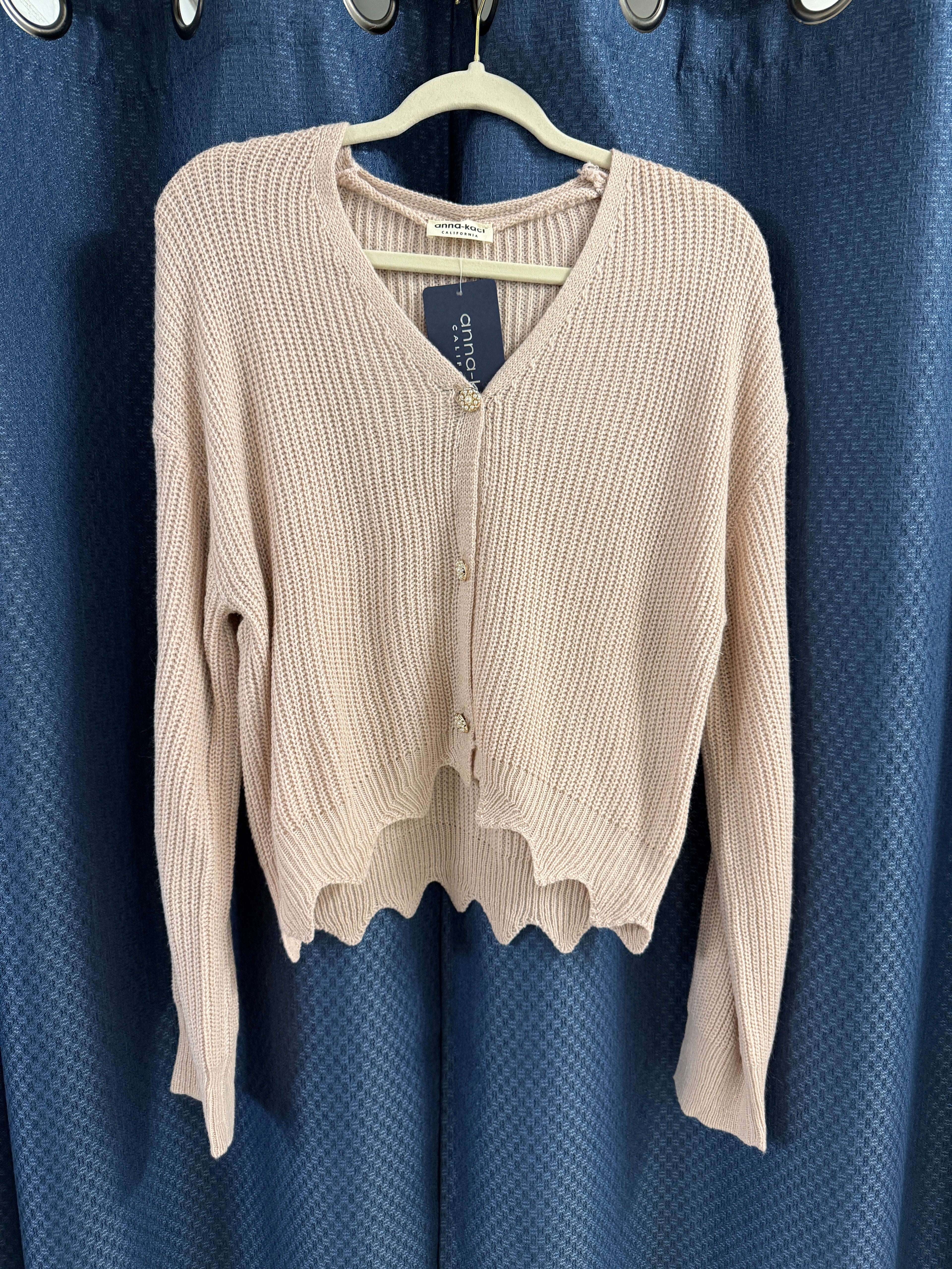 Scalloped Edge Pearl Button Cardigan