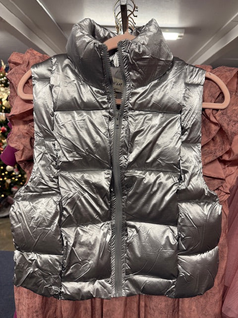 Silver Metallic Puffer Vest